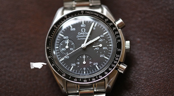 Using a tachymeter on a wristwatch.
