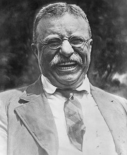 Theodore Roosevelt mustache Theodore Roosevelt's laughing portrait showing mustache.