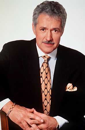 Alex Trebek mustache Formally dressed Alex Trebek posing with a mustache.