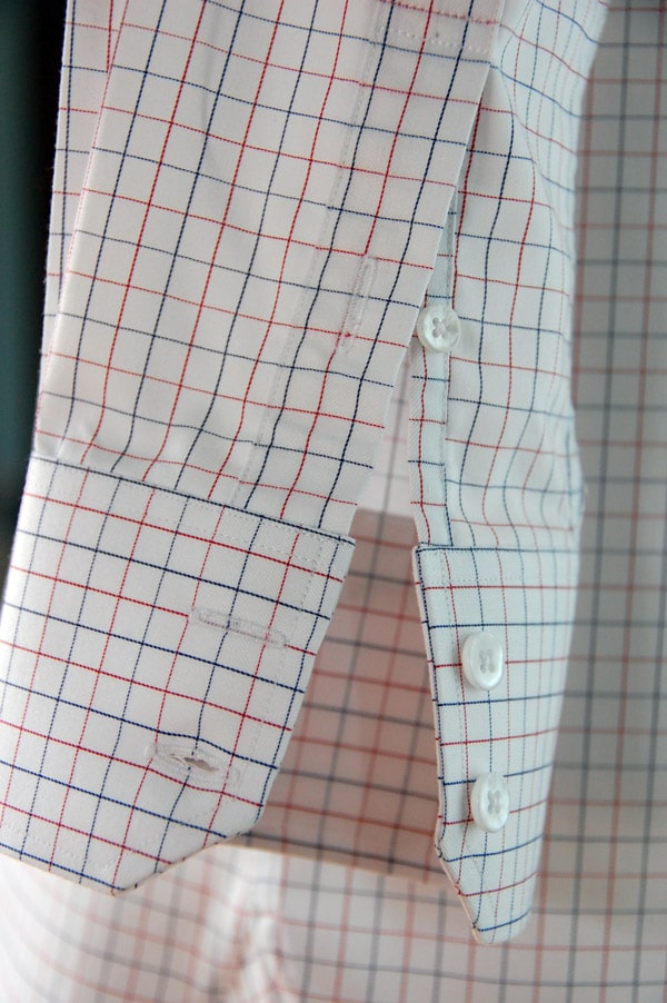 dress shirt cuff Dress shirt sleeve with cuff button.