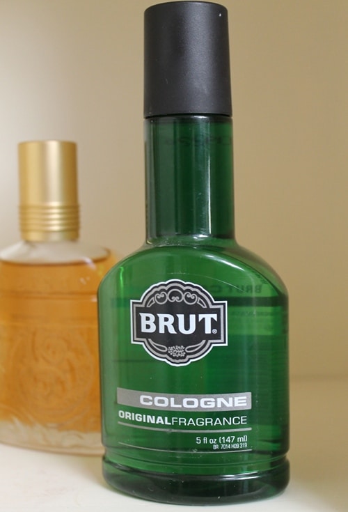 brut Brut men's cologne fragrance green bottle.