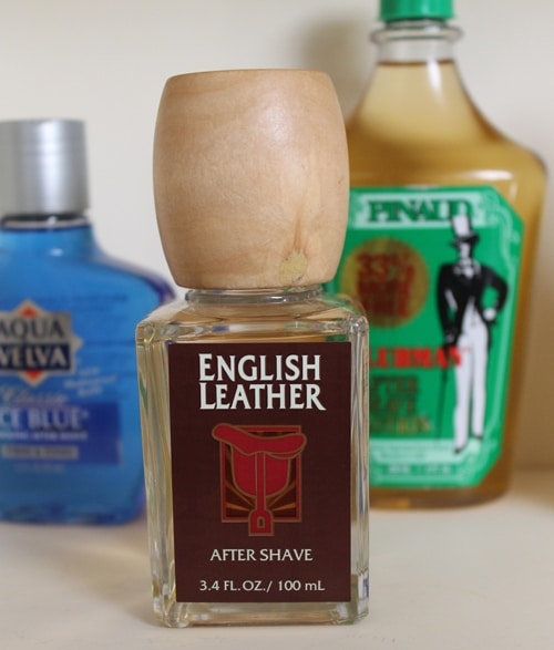englishleather English leather aftershave bottle with wooden knob.