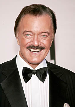 Robert Goulet mustache Robert Goulet's smiling portrait showing mustache.