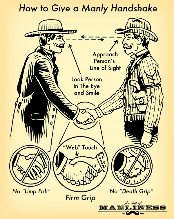 How to Give a Manly Handshake How to give proper manly handshake illustrated guide.