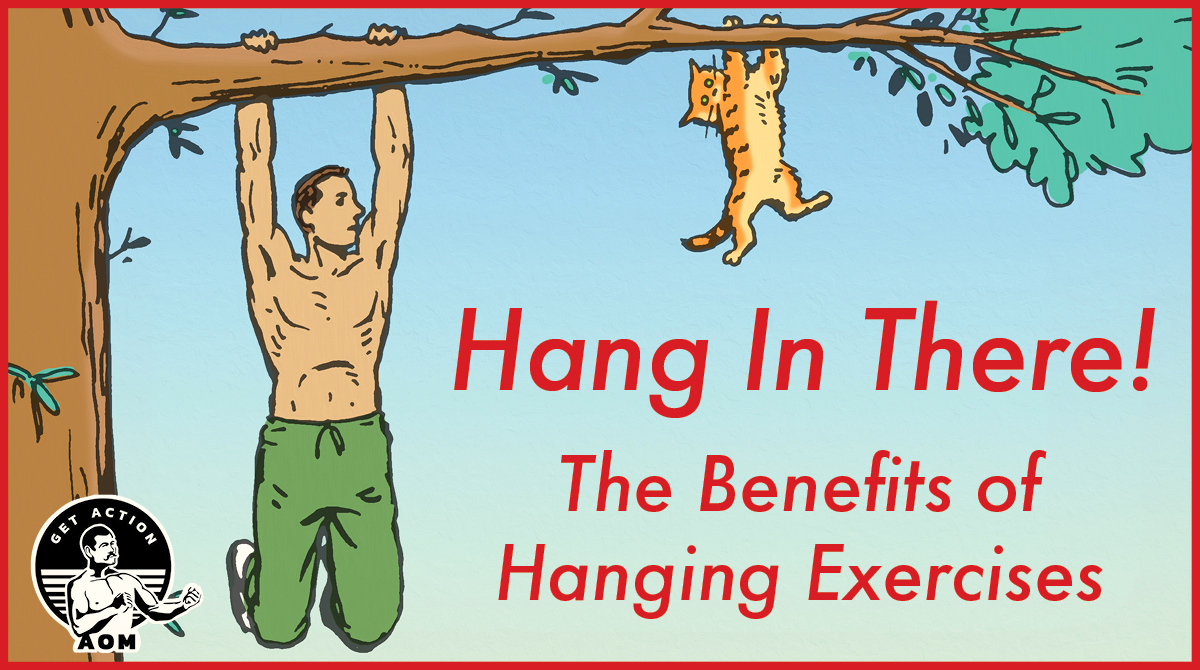 A man and cat are hanging on a tree.