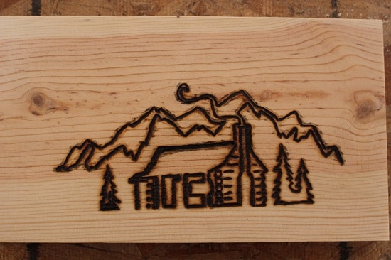 Woodburning cabin outline.
