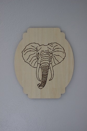 Woodburning elephant.