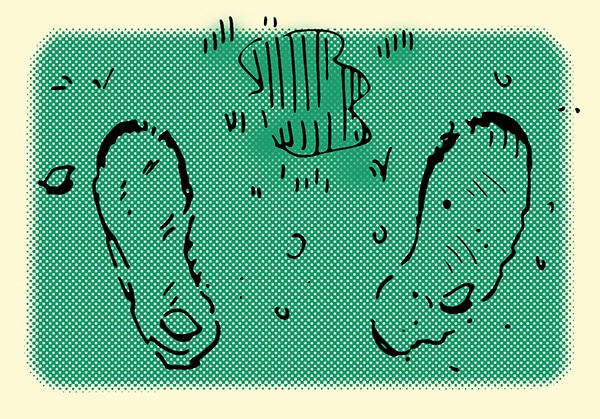 How to track a person man's urine on the ground illustration.