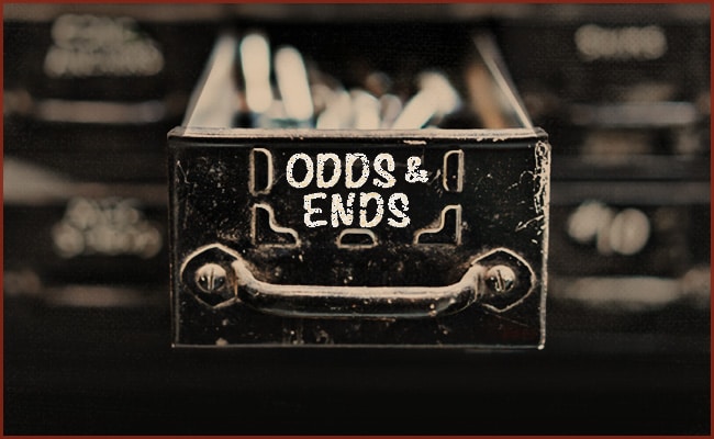 A drawer labeled "Odds & Ends" partially opened, containing various small items.