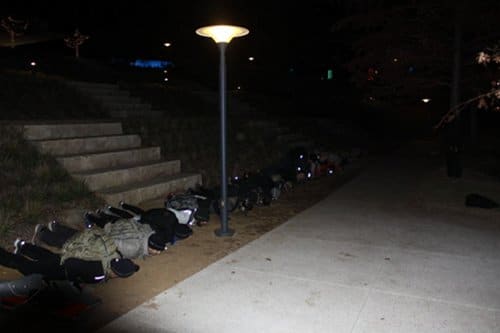 People doing pushups in their welcome party.