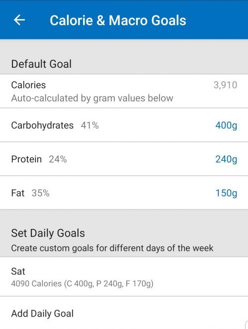Tracking macros and setting goals.