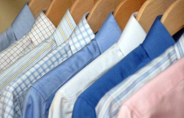 men's dress shirts Dress pattern shirts cover in hangers.