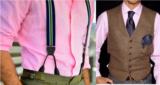 Man wearing suspenders.