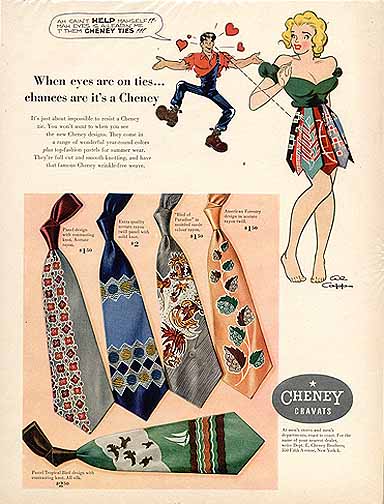 A vintage ad showcasing Chubby's ties in tip-top shape.