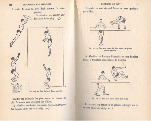 Gymnastics textbook illustrations. 