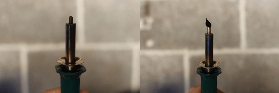 Get familiar with the various tips. The one on the left is the rounded tip . it's probably the one I use the most. On the right is the shading tip; you'll notice it's flat bottom, so that you can burn a larger surface area at one time.